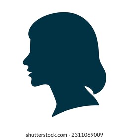 Modern silhouette icon of a woman profile view icon isolated