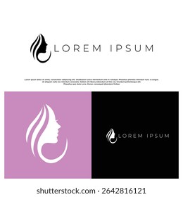 Modern silhouette logo of a woman’s profile, ideal for beauty brands with a minimalist look.