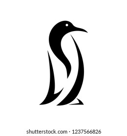 Modern Silhouette Penguin Shape Logo Illustration Design