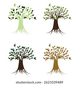 Silhueta moderna do conjunto de diferentes árvores vetor projeto de ilustração