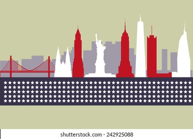 Modern silhouette skyline of New York.