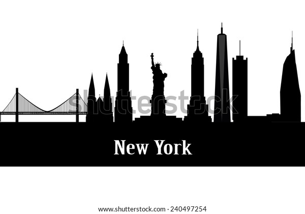 Modern Silhouette Skyline New York Stock Vektorgrafik Lizenzfrei