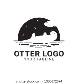 A modern silhouette style of an otter or badger logo