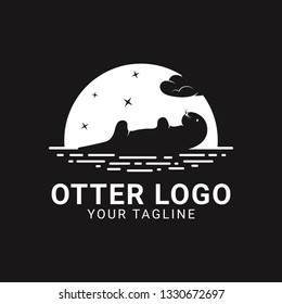 A modern silhouette style of an otter or badger logo