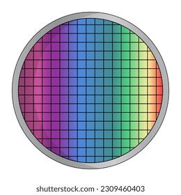 Modern silicon wafer icon. Semiconductor manufacturing material. Vector. svg