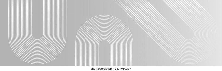 Fondo abstracto del gradiente del color de plata moderno con el fondo redondeado geométrico del diseño de las líneas. Alta calidad composición de efecto de palos dinámicos. Concepto de tecnología futurista - Gráfico de lujo.