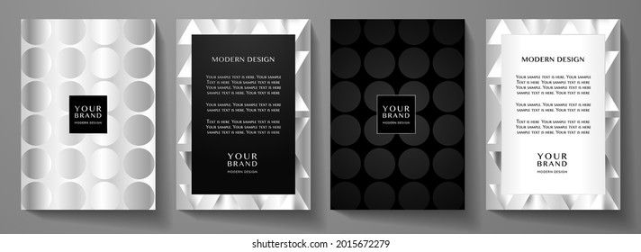 Conjunto moderno de diseño de la cubierta y el cuadro. Resumen del patrón plateado. Fondo del vector para el folleto comercial, plantilla de página del bloc de notas 