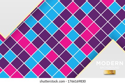 modern silver grey abstract background banner with golden line. Realistic light effect on textured purple and pink square background. digital template, vector illustration.