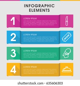 Modern silver infographic template. infographic design with silver icons includes dish, razor, knife. can be used for presentation, diagram, annual report, web design.