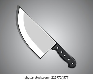 modern silver knife vector isolated on gray background.