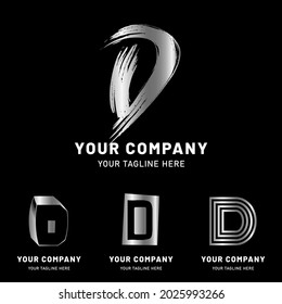 Colección de logotipos de letras D plateadas modernas
