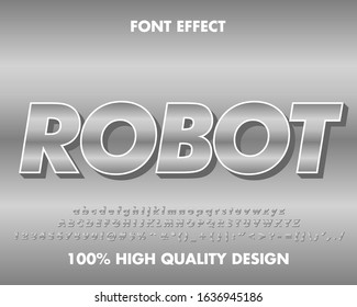Modern Silver Robot 3d font effect. premium design