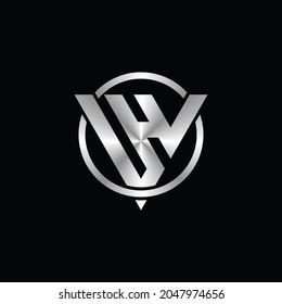 modernes, silbernes abgerundetes W H-Logo, Vektorgrafik