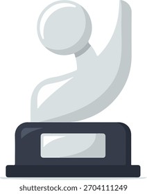 Prêmio de troféu de prata moderno em base escura, sucesso conquista vetor plano
