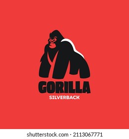 Modern silverback gorilla mascot logo. Vector illustration.