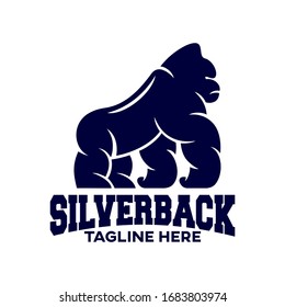 Modern silverback gorilla mascot logo.Vector illustration.