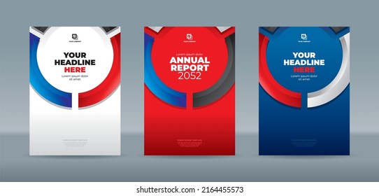 Modern simple 3 color circle A4 size book cover template for annual report, magazine, booklet, proposal, portofolio, brochure, poster