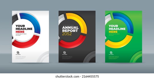 Modern simple 3 color circle A4 size book cover template for annual report, magazine, booklet, proposal, portofolio, brochure, poster