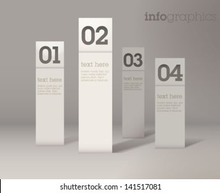 Modern simple 3D infographics. Paper charts / can be used for application or website navigation / web banners / Vector