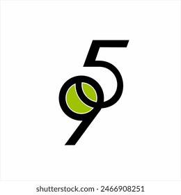 Modern simple 95, 59 number design with tennis ball symbol on number 9.