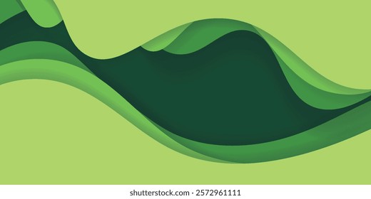 Modern Simple Abstract Dark Background with Green Color Wavy Design. modern background eps 10