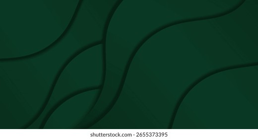 Fondo oscuro Abstractas simple moderno con diseño ondulado de color verde. Plantilla de Vector Eps10