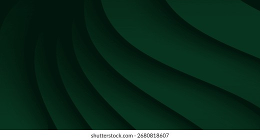 Fondo oscuro Abstractas simple moderno con diseño ondulado de color verde. Plantilla de Vector Eps10
