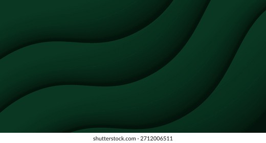 Moderner schlichter abstrakter dunkler Hintergrund mit grüner Farbe im Wellendesign. EPS10-Vektorvorlage