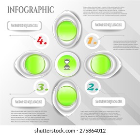 Modern, simple, abstract, gray, green infographics with numbers, text, design template, long shadows
