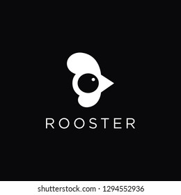 Modern simple and abstract rooster head logo icon vector template on black background