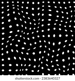 modern simple abstract seamlees white color polka dot distrot wavy pattern art on black color background