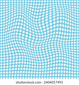 modern simple abstract seamlees white color polka dot distort wavy pattern on cool sky color background