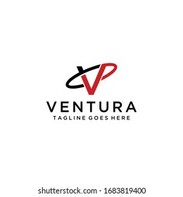 Modern and simple abstract V symbols are surrounded by orbit