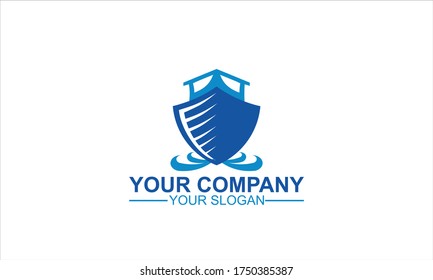 modern simple abstract vessel forming a shield logo, symbolizse rescue and protection, for business consultants, financial, editable eps 10