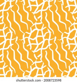 Moderno y simple arte de línea blanca y abstracta de color blanco sin fisuras sobre fondo amarillo profundo para papel de pared, envoltura y textil. Tejidos endógenos geométricos clásicos.
