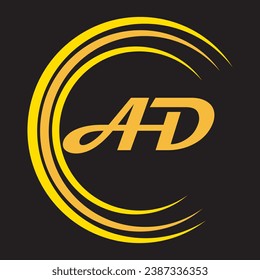 modern simple abstract yeallow color vector ad logo design on black background