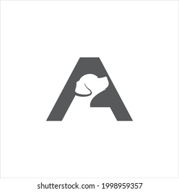 Modern and simple animal therapy logo design element with letter A and dog for design template elements