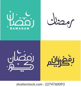 Modern and Simple Arabic Calligraphy Pack for Ramadan Kareem Greetings.