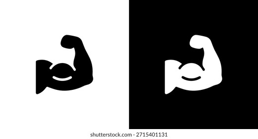 Moderne einfache Arm Muskel Flexing Icon Illustration auf schwarz-weißem Hintergrund