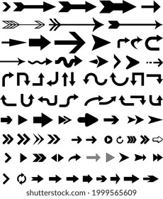 Modern simple arrow icon vector collection, Set of different arrows for web design or ui ux design. Arrow flat style isolated on white background, Arrow cursor stock vector illustration
