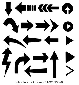 Modern simple arrow. vector, icon, black and white set of simple arrows on white background.