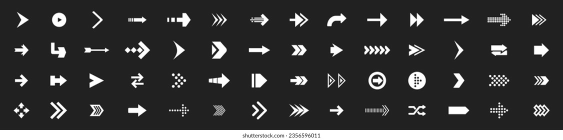 Modernas flechas simples. Conjunto de iconos de flecha. Colección de flechas. Flecha. Cursor. Ilustración del vector
