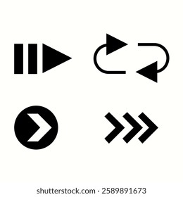 Modern simple arrows. Vector arrow set icon illustration. Collection of different arrows. Arrow icon, vector collection. Set of arrow sign or symbol in black color. 