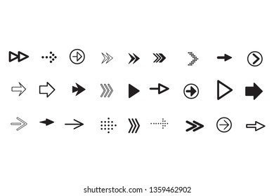 Modern simple arrows. Vector illustration. Arrows big black set icons. Arrow icon. Arrow vector collection. Arrow. Cursor. 