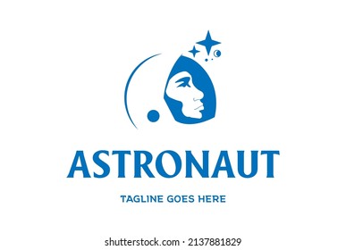 Modern Simple Astronaut Helmet for Space Science Technology Logo Design Vector