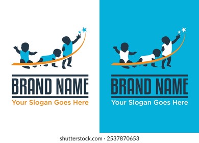 crescimento do bebê simples moderno alcançar estrelas ilustração logotipo design