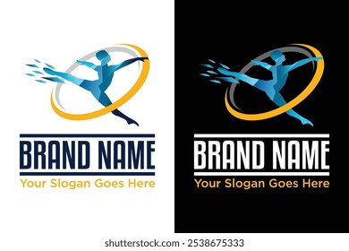 modern simple ballet jump dance vector illustration logo design