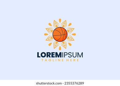 Modern simple basketball sun logo icon template illustration