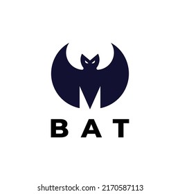 modern and simple bat silhouette logo design