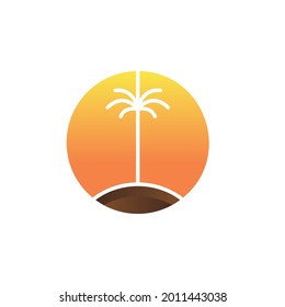 Modern Simple Beach and Sunset Logo Icon Vector Design Template Isolated.